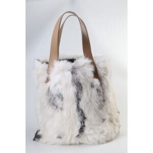 Vintage Rabbit Fur Tote Bag Soft Plush Winter Statement Handbag